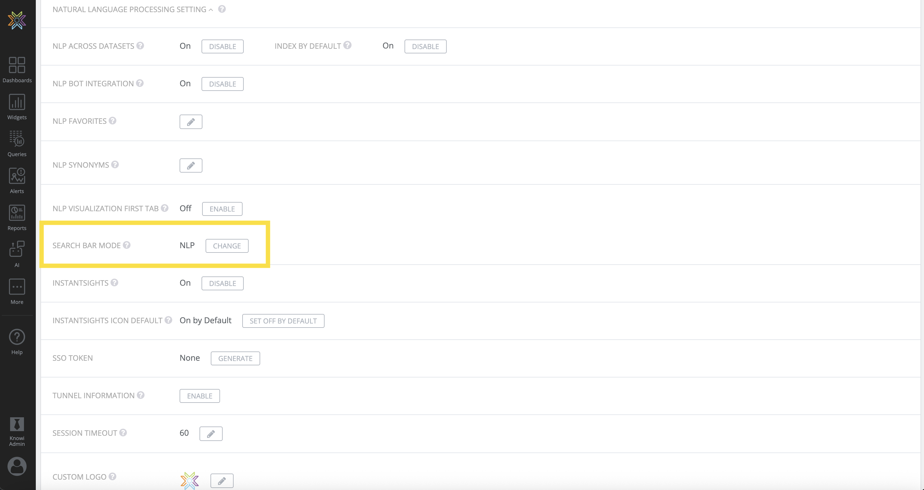 Search Bar Setting